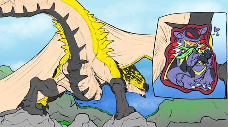 abdominal_bulge anthro belly big_tail boulder bulge crotch_lines crotch_shot cutaway detailed_bulge duo endosoma face_imprint fangs feral feral_pred grin head_imprint heart_symbol imprint internal looking_back male male_pred muffled oral_vore predator/prey prey_imprint prey_outline raised_tail rear_view rock safe_vore sagging sagging_belly same_size_vore smile smug soft_vore spikes spread_legs spread_wings spreading squirming stretchy_belly struggling struggling_prey tail teeth thick_tail tight_belly tongue vore willing_prey wings x-ray_view conditional_dnp samagthrav2 capcom monster_hunter mythology nintendo pokemon brais_the_armaldo jolk armaldo dragon flying_wyvern fossil_pokemon generation_3_pokemon mythological_creature mythological_scalie pokemon_(species) rath_wyvern rathalos scalie absurd_res hi_res