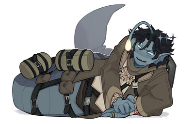 anthro belt blush clothed clothing ear_fins embarrassed empty_eyes fin hair legless looking_at_viewer lying male on_side pose solo split_form tail tail_fin shipsnfeeshes05 sebastian_solace_(pressure) anglerfish anglerfish_merfolk fish marine merfolk hi_res pinup