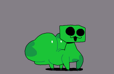 all_fours ambiguous_gender big_butt black_eyes butt feral green_body grey_background huge_butt multicolored_body quadruped simple_background smile solo thick_thighs three-quarter_view two_tone_body superiorfox microsoft minecraft mojang xbox_game_studios creeper_(minecraft) 2025 digital_media_(artwork)