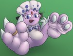 3_toes ambiguous_gender anthro claws digit_ring feathers featureless_crotch feet foot_focus fur jewelry paws pink_body pink_fur purple_eyes ring simple_background soles solo tail toe_ring toes dbunno nintendo pokemon kerolink generation_4_pokemon pokemon_(species) weavile digital_media_(artwork) full-length_portrait hi_res portrait