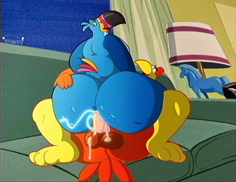 3_toes anal anal_penetration anthro anus balls big_balls big_butt big_penis bodily_fluids butt cellulite cowgirl_position duo feet from_front_position genital_fluids genitals hand_on_butt huge_butt looking_back male male/male mascot on_bottom on_top overweight overweight_anthro overweight_bottom overweight_male overweight_sub penetration penile penile_penetration penis penis_in_ass precum precum_on_balls precum_on_penis precum_string sex slightly_chubby toes possbooty cocoa_puffs froot_loops general_mills kellogg's sonny_the_cuckoo_bird toucan_sam avian bird cuculiform toucan hi_res