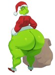 big_butt black_outline bottomless breasts butt christmas_clothing christmas_headwear clothed clothing crossgender female fur glistening glistening_butt green_body green_fur hat headgear headwear holidays huge_butt mtf_crossgender outline overweight santa_hat simple_background solo wide_hips sssonic2 christmas dr._seuss how_the_grinch_stole_christmas! grinch humanoid mammal 2021 absurd_res digital_media_(artwork) hi_res shaded