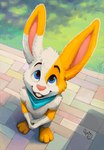 anthro kerchief male solo pandapaco pique lagomorph leporid mammal rabbit hi_res