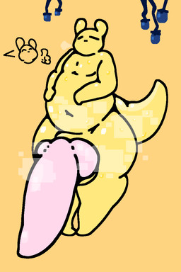 animal_genitalia animal_penis anthro balls belly big_balls big_penis biped canine_genitalia canine_penis genitals huge_penis hyper hyper_genitalia hyper_penis male musk overweight overweight_anthro overweight_male penis sheath solo standing thick_thighs yellow_body shay_the_bunny rain_world videocult monk_(rain_world) slugcat 2:3 hi_res