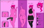 2017 animal_genitalia animal_penis anthro balls black_balls black_bottomwear black_clothing black_crop_top black_legwear black_miniskirt black_penis black_shirt black_stockings black_topwear bottomwear butt character_name clothed clothing color_swatch crop_top crossdressing curvy_figure digital_media_(artwork) domestic_cat english_text equine_balls equine_genitalia equine_penis erection felid feline felis femboy fur genitals green_eyes hair hourglass_figure humanoid_genitalia humanoid_penis legwear male mammal miniskirt model_sheet nude open_mouth penis pink_background pink_body pink_fur pink_hair pinkie.lovesu pinkie.lovesu_(artist) ponytail shirt simple_background skirt smile solo stockings tail text topwear