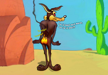 3_toes 4_fingers anthro arm_tuft back_muscles biped black_eyes black_nose blue_sky brown_body brown_fur bubble_butt butt butt_on_fire butthurt cactus canyon casual_nudity countershade_torso countershading desert dialogue ears_outwards elbow_tuft erect_tail eyebrows feet fingers fire forearm_tuft forearms fur glance glancing_back half-closed_eyes head_tuft humanoid_hands humanoid_heel knee_tuft leg_tuft looking_at_viewer looking_back looking_back_at_viewer male multicolored_body multicolored_fur narrowed_eyes nude nudist open_mouth outside paws pivoted_ears plant plantigrade pose raised_heel raised_tail rear_view reddened_butt saguaro sand screencap screencap_background screencap_redraw shadow shoulder_tuft sky smile smiling_at_viewer smoke solo sound_effects spine standing standing_on_toes tail tan_body tan_eyebrows tan_fur text tiptoes toes tuft two_tone_body two_tone_fur white_text yellow_sclera yellow_text mreiof looney_tunes warner_brothers wile_e._coyote canid canine canis coyote mammal 2014 colored comic_sans detailed digital_drawing_(artwork) digital_media_(artwork) digital_painting_(artwork) english_text painting_(artwork) pinup redraw shaded