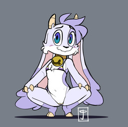 2_horns 3_fingers adolescent anthro barefoot bell bell_collar big_ears bikini biped black_bikini black_clothing black_nose black_swimwear blue_eyes blush blush_lines brown_collar cheek_tuft clothed clothed_anthro clothed_female clothing cloven_hooves collar crouching facial_tuft feet female female_anthro fingers flat_chested floppy_ears front_view fur genitals grey_background hands_on_knees hands_on_legs hands_on_own_knees hands_on_own_legs head_tuft hoof_hands hooves horn humanoid_genitalia humanoid_vulva jingle_bell jingle_bell_collar lgbt_pride loli multicolored_bikini multicolored_body multicolored_clothing multicolored_fur multicolored_swimwear navel nonbinary_pride_colors pink_inner_ear pride_color_bikini pride_color_clothing pride_color_swimwear pride_colors purple_bikini purple_body purple_clothing purple_ears purple_fur purple_swimwear pussy_peek simple_background skimpy skimpy_bikini smile smiling_at_viewer solo spread_legs spreading swimwear tan_hooves tan_horn tuft two-piece_swimsuit two_tone_body two_tone_fur unguligrade vulva vulva_slip white_bikini white_body white_clothing white_fur white_swimwear wide_eyed yellow_bikini yellow_clothing yellow_swimwear young young_anthro young_female wayesh billie_bust_up billie_(billie_bust_up) bovid caprine goat mammal 2025 hi_res nonbinary_(lore)