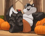 4_toes alcohol anthro barefoot beverage container cup drinking_glass feet food foot_fetish foot_focus fruit glass glass_container glass_cup looking_at_viewer lying male overweight overweight_anthro overweight_male paws plant pumpkin soles solo toes wine wine_glass dj-rodney looney_tunes warner_brothers pepe_le_pew mammal mephitid skunk striped_skunk 5:4