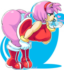 5_fingers anthro bedroom_eyes bent_over big_breasts big_butt black_nose blue_body blue_fur boots bottom_heavy bracelet breasts bubble_butt butt clothed clothed_anthro clothed_female clothing curvy_figure dress duo extreme_size_difference eyelashes eyewear female female_focus female_kissing_male fingers footwear fur glasses glistening glistening_butt glistening_eyes gloves green_eyes green_hair hair half-closed_eyes handwear heart_symbol huge_butt huge_thighs jewelry kissing lips male male/female micro_male multicolored_body narrowed_eyes onomatopoeia panties pink_body pink_fur pink_hair red_boots red_clothing red_dress red_footwear red_hairband seductive shoes short_hair simple_background sitting_on_hand size_difference smooch_(sound_effect) sound_effects tail tan_body tan_skin text thick_thighs two_tone_body underwear upskirt voluptuous voluptuous_anthro voluptuous_female white_clothing white_gloves white_handwear white_panties white_sclera white_underwear wide_hipped_anthro wide_hipped_female wide_hips bulluppa sega sonic_the_hedgehog_(series) amy_rose biscuit_(bizkit) eulipotyphlan hedgehog mammal murid murine rat rodent 2023 artist_name colored digital_drawing_(artwork) digital_media_(artwork) hi_res shaded