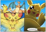 duo dynamax female feral macro male solo tongue tongue_out rai_kun nintendo pokemon charizard dynamax_pokemon generation_1_pokemon pikachu pokemon_(species)