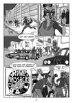 anthro car dialogue dreadlocks eyewear female glasses group male text vehicle wasylthefox angelica_de_windt canid canine domestic_cat felid feline felis mammal mustelid procyonid raccoon absurd_res comic digital_drawing_(artwork) digital_media_(artwork) english_text greyscale hi_res monochrome