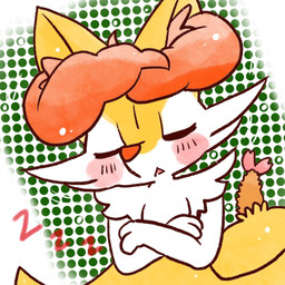 ambiguous_anthro ambiguous_gender anthro biped blush blush_stickers crossed_arms eyes_closed food front_view object_in_tail open_mouth shrimp_(food) simple_background sleeping snout solo sound_effects tail triangle_mouth vowelless vowelless_sound_effect zzz annyui0611 nintendo pokemon braixen canid generation_6_pokemon mammal pokemon_(species) 1:1 2023 digital_drawing_(artwork) digital_media_(artwork) half-length_portrait hi_res japanese_description portrait translated_description