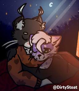 anthro duo hug lamp light male male/male moon night plant smile tree dirtystoat