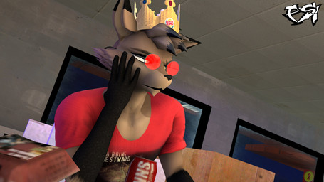 anthro black_body black_fur black_highlights brown_body brown_fur brown_hair burger_king_crown eyewear fur glasses hair highlights_(coloring) male multicolored_body multicolored_fur multicolored_hair solo two_tone_body two_tone_fur two_tone_hair wearing_glasses yellow_eyes psikokinetic warfaremachine_(modeler) burger_king psiko_(psikokinetic) canid canine canis jackal mammal 16:9 2024 3d_(artwork) 4k absurd_res digital_media_(artwork) hi_res source_filmmaker_(artwork) widescreen