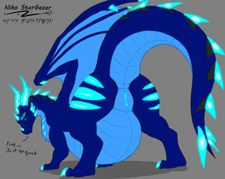 anus belly big_belly blue_body butt claws dialogue female feral genitals glowing glowing_eyes huge_belly hyper hyper_belly hyper_pregnancy long_tail looking_at_viewer markings nude pregnant pregnant_female pregnant_feral presenting presenting_anus presenting_hindquarters presenting_vulva simple_background smile solo tail tail_anus talking_feral text thick_tail thick_thighs vulva wide_hips wings niko_stargazer mythology nikostargazer dragon mythological_creature mythological_scalie reptile scalie hi_res