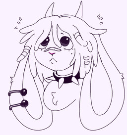 2_horns :< accessory ambiguous_anthro ambiguous_gender anthro band-aid band-aid_on_face band-aid_on_nose bandage bandage_on_face bandage_on_nose bangs begging black_coded collar dewlap_(anatomy) dreadlock_cuffs dreadlocks ear_piercing emanata eyelashes floppy_ears frown fur hair hair_accessory helix_piercing horn markings mole_(marking) mole_under_eye piercing pleading_eyes pouty_lip rabbit_ears short_hair simple_background solo spiked_collar spikes white_background wolfertinger salem_(wolfertinger) lagomorph leporid mammal rabbit black_and_white headshot_portrait hi_res monochrome portrait sketch unavailable_at_source trans_(lore) trans_man_(lore)