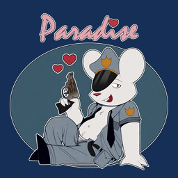 4_fingers accessory anthro bottomwear clothed clothing fingers fur gun heart_symbol looking_at_viewer male necktie open_bottomwear open_clothing open_pants open_shirt open_topwear pants police police_hat police_uniform pose ranged_weapon shirt sitting sitting_on_ground smile solo topwear underwear uniform weapon white_body white_fur dowaku_01 bandai_namco mappy shiftylook mappy_(character) mammal mouse murid murine rodent 1:1 absurd_res alpha_channel hi_res