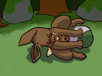 =_= animal_genitalia balls bent_over big_egg brown_body brown_fur egg feral forest forest_background fully_sheathed fur genitals lying male multicolored_egg nature nature_background on_side plant pokemon_egg ruff sheath solo spotted_egg spread_legs spreading tree furinmyeyes nintendo pokemon eevee generation_1_pokemon pokemon_(species) 2025 4:3 cel_shading digital_media_(artwork) hi_res shaded signature
