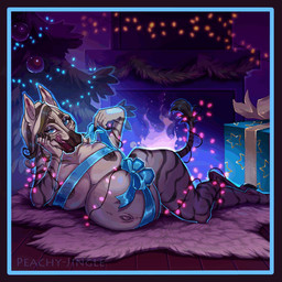 anthro bdsm bedroom_eyes belly big_breasts blinking blinking_light bondage bound bow_ribbon breast_squeeze breast_squish breasts christmas_tree cleavage clothed clothing female fireplace flickering_light fur_rug gift hair holding_object holding_ribbon holidays inner_ear_fluff licking licking_lips looking_at_viewer lying mane narrowed_eyes navel nipple_outline nipples nude on_side outie_navel plant pose pregnant pregnant_anthro pregnant_female presenting ribbon_bondage ribbons rug seductive solo squeezing squish striped_hair stripes tail tail_tuft tongue tongue_out tree tuft peachy-jingle christmas izzabelle_frost equid equine mammal zebra 1:1 2024 animated
