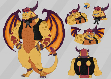 angry anthro beard biceps blush bodily_fluids bow_tie bracelet broken_horn claws clothing collar deltoids embarrassed eyebrows facial_hair facial_spikes fangs forked_tongue grin hand_on_hip horn horn_jewelry jewelry looking_at_viewer male multiple_expressions muscular muscular_anthro muscular_male open_mouth orange_body orange_scales rear_view scales sharp_teeth smile smiling_at_viewer smoke smoke_from_nose solo spikes spikes_(anatomy) standing sweat tail teeth thick_eyebrows tongue tongue_out topwear underbite vest wide_eyed wings yellow_body yellow_scales dementedofmind activision mythology spyro_reignited_trilogy spyro_the_dragon boris_(spyro) rescued_dragons_(spyro) dragon mythological_creature mythological_scalie reptile scalie 2019