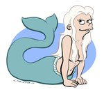 breasts censored_nipples convenient_censorship female hair hair_covering_breasts long_hair not_furry nude solo split_form white_hair largehadronkalidah disenchantment_(series) netflix bean_(disenchantment) humanoid marine merfolk 2019 censored