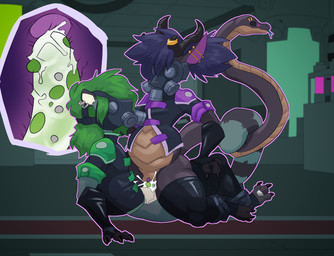 andromorph anthro belly black_clothing black_nails bodily_fluids brown_body claws clothed clothing colored_nails cowgirl_position cum cum_in_vagina cum_inside digit_ring duo ear_piercing ear_ring entwined_tails feet from_front_position fur gas_mask genital_fluids genitals green_clothing green_hair green_penis grey_body grey_fur hair horn intersex intersex/male jewelry laboratory living_tail lying male mask nails on_bottom on_top partially_clothed penis piercing pregnant pregnant_sex purple_clothing ring ring_piercing sex snake_tail stirrup_legwear tail tail_coil toe_ring toes unusual_anatomy unusual_tail metal_(artist) dimitri_nazthoron pandora_(db-mistery) eldritch_being herpestid mammal mongoose reptile scalie snake hi_res