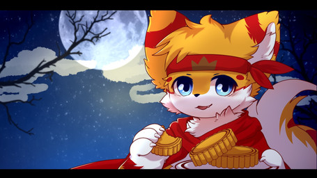4_fingers anthro big_eyes biped blue_eyes blush blush_lines branch cute_fangs fangs fingers fluffy fluffy_tail full_moon fur kemono looking_at_viewer male moon mooncake multicolored_body multicolored_fur night outside plant sky slim_anthro slim_male solo star starry_sky tail teeth tree white_body white_fur yellow_body yellow_fur hlg7777 mid-autumn_festival moli60024546 canid canine fox mammal 16:9 2020 cel_shading hi_res letterbox shaded wallpaper widescreen