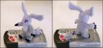 ambiguous_gender anthro d-terminal multiple_angles plushie real red_eyes solo snowfox102 bandai_namco digimon digimon_(species) felid gazimon lagomorph mammal