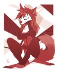 4_toes anthro breasts clothed clothing eyebrows eyelashes feet female fur red_body red_fur red_nose smile solo toes white_body white_fur wolflady nightshade_(nightsh60093377) canid canine mammal 2022 digital_media_(artwork)