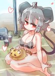 ahoge beach big_breasts bikini blush breasts cleavage clothed clothing female grey_hair hair heart_symbol navel petting plushie red_eyes seaside short_hair sitting smile solo swimwear towel two-piece_swimsuit sabitare touhou nazrin shou_toramaru animal_humanoid humanoid mammal mammal_humanoid mouse_humanoid murid murid_humanoid murine murine_humanoid rodent rodent_humanoid absurd_res hi_res