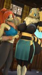 antennae_(anatomy) anthro arthropod_abdomen big_breasts bottomwear breasts clothed clothing crown duo female hair headgear inside neck_tuft nipples orange_hair pants revamped_anthros size_difference skirt sweatpants topless tuft donglysfm abby_(donglysfm) ava_(donglysfm) arthropod bee hymenopteran insect 3d_(artwork) 4k 9:16 absurd_res digital_media_(artwork) hi_res source_filmmaker_(artwork)