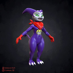 anthro breasts claws clothing featureless_breasts featureless_crotch gloves handwear kerchief looking_aside medium_breasts neckerchief neckwear open_mouth sharp_teeth solo standing teeth thick_thighs wide_hips feodaron_sd inereigan bandai_namco digimon digimon_(species) impmon 1:1 3d_(artwork) digital_media_(artwork) hi_res