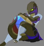 anthro athletic_wear ball beach_ball bottomwear claws clothing feet female gym_bottomwear gym_shorts inflatable knee_highs legwear pleated_skirt prehensile_tail shorts skirt solo tail yellow_eyes yellow_sclera greenpolygon scalie digital_media_(artwork) hi_res krita_(artwork)