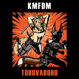 album_redraw anthro armor black_border body_armor border clothed clothing duo headgear helmet melee_weapon occult_symbol parody pentacle sword symbol text topless weapon krahehund kmfdm tohuvabohu canid canine fox mammal 1:1 album_cover colored cover hebrew_text hi_res