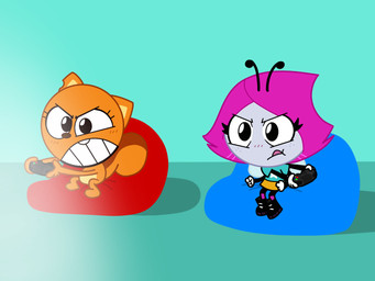 anthro bean_bag clothed clothing determined duo female gaming hair multi_arm multi_limb playing_video_game short_hair sitting tail wings nickburbank_579 chibiverse disney kiff_(series) the_buzz_on_maggie kiff_chatterley maggie_pesky arthropod eastern_grey_squirrel fly_(animal) grey_squirrel insect mammal rodent sciurid tree_squirrel 4:3 digital_media_(artwork)