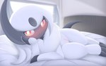 absol bed blush female feral furniture generation_3_pokemon genitals hi_res looking_at_viewer lying nintendo on_bed pokemon pokemon_(species) pussy rael red_eyes solo white_body