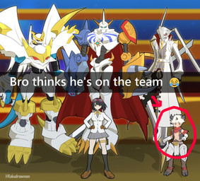 anthro armor blue_body female group horn humor knight male text warrior kakudrawmon atlus bandai_namco digimon digimon_story:_time_stranger megami_tensei sega izanagi_(megami_tensei) kanan_yuki aegiomon digimon_(species) horned_humanoid human humanoid imperialdramon mammal omnimon satyr scalie absurd_res english_text hi_res