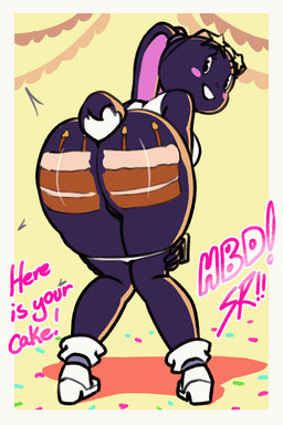 anthro anus big_butt biped blush butt clothed clothing female genitals looking_at_viewer looking_back panties panties_down partially_clothed pupils smile solo tail text twerking underwear underwear_down vulva revtilian lagomorph leporid mammal rabbit 2d_animation animated frame_by_frame hi_res