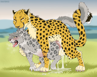 abdominal_bulge balls big_balls big_penis bite black_body black_fur blush bodily_fluids claws digitigrade duo entwined_tails erection female female_penetrated feral feral_on_feral feral_penetrated feral_penetrating feral_penetrating_feral fur genitals grey_body grey_fur grey_hair hair huge_balls huge_penis larger_male leopard_spots looking_pleasured male male/female male_penetrating male_penetrating_female markings multicolored_body multicolored_fur neck_bite orange_eyes pawpads paws penetration penis quadruped sex size_difference smaller_female smaller_penetrated spots spotted_body spotted_fur sweat tail tail_coil toe_claws vaginal vaginal_penetration yellow_body yellow_eyes yellow_fur digitoxici digi jasiri cheetah felid feline mammal pantherine snow_leopard 2025 digital_media_(artwork) hi_res