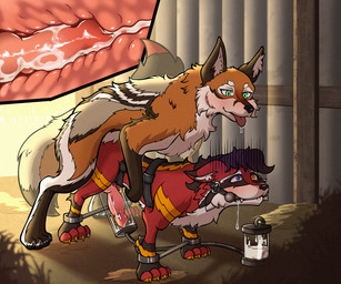 anal anal_knotting anal_penetration animal_genitalia animal_penis bit_gag bodily_fluids bound canine_genitalia canine_penis cum cum_inside drooling duo ejaculation erection feral feral_bondage feral_on_feral feral_penetrated feral_penetrating feral_penetrating_feral from_behind_position gag gagged_drooling genital_fluids genitals halter harness_bit_gag harness_gag internal internal_anal knot knotted_penis knotting machine male male/male male_feral male_penetrated male_penetrating male_penetrating_male milking_cum milking_machine mounting penetration penile penile_penetration penis penis_milking restraints saliva sex spreader_bar tongue tongue_out aartmoore akira_(character) forlore_(character) canid canine fox mammal procyonid raccoon 6:5 absurd_res hi_res