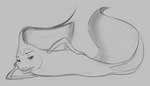 arm_fin dorsal_fin eyebrows featureless_chest featureless_crotch female feral fin head_fin lidded_eyes lips lying noseless nude on_side pectoral_fin semi-anthro solo tail tail_fin yaroul shark_tale angie_(shark_tale) angelfish fish marine 2016 monochrome