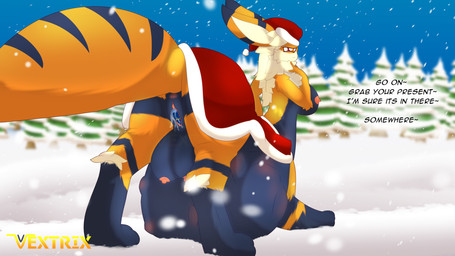 ambiguous_gender ambiguous_prey breasts christmas_clothing clitoris clothing female genitals holidays humanoid_genitalia humanoid_vulva nipples solo teats text unbirthing upside_down_vulva vaginal vore vulva vextrix christmas nintendo pokemon arc_vap arcanine eeveelution generation_1_pokemon hybrid hybrid_pokemon pokemon_(species) pokemon_taur taur vaporeon 16:9 english_text hi_res widescreen