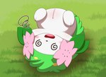 anus blush dizzy female female_feral feral genitals green_body pussy solo spiral_eyes upside_down white_body minami_(artist) nintendo pokemon generation_4_pokemon land_forme_shaymin legendary_pokemon pokemon_(species) shaymin hi_res