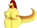 big_breasts bodily_fluids breast_vore breasts female huge_breasts lactating nipple_fetish nipple_play nipple_vore nipples non-mammal_breasts non-mammal_nipples nude solo thick_thighs unusual_vore vore vorthology alligator alligatorid crocodilian reptile scalie character_request