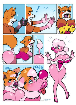 4_fingers 5_fingers anthro big_breasts bimbofication blue_eyes blush breast_growth breasts butt butt_expansion clenched_teeth clothing expansion female fingerpads fingers footwear gender_transformation growth high_heels lip_expansion lips male mtf_transformation nipple_outline open_mouth pawpads pink_body pink_clothing pink_footwear pink_high_heels shoes simple_background solo surprised tail teeth thick_lips tongue tongue_out transformation wide_hips blackshirtboy canid canine canis domestic_dog mammal poodle 2026 absurd_res comic digital_media_(artwork) hi_res