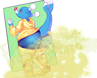 anthro anthrofied big_butt blue_body blush boots bottom_heavy bottomless breasts butt butt_focus clothed clothing coat fart fart_cloud fart_fetish female footwear forked_tail half-closed_eyes huge_butt leaning legwear narrowed_eyes onomatopoeia pink_nose pokemorph rainboots raincoat raised_tail relieved shoes shy simple_background solo sound_effects tail text thick_thighs thigh_boots thigh_highs topwear unusual_anatomy unusual_tail wide_hips yellow_clothing yellow_fart_cloud carafalsa nintendo pokemon aquatic brionne generation_7_pokemon pokemon_(species) 2018 5:4 absurd_res digital_drawing_(artwork) digital_media_(artwork) hi_res
