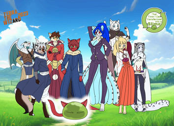 4_toes 5_fingers 9_tails anthro barefoot big_breasts biped blazer blonde_hair blue_body blue_countershading blue_eyes blue_hair bottomwear breasts brown_hair cheek_tuft claws cleavage closed_smile clothed clothing cloud cosplay countershade_fur countershade_tail countershade_torso countershading crossed_arms digitigrade dress eye_through_hair eyebrow_through_hair eyebrows eyewear facial_tuft feet female fingers flesh_fang flower fluffy fluffy_tail front_view fully_clothed fur glasses grass green_eyes grey_body grey_fur grey_hair group hair hand_behind_head hand_on_hip hand_on_own_hip heterochromia horn looking_at_viewer looking_up male markings melee_weapon membrane_(anatomy) membranous_wings mouth_closed multi_tail outside pants paws plant pointy_ears pose prick_ears pupils purple_blazer purple_bottomwear purple_clothing purple_pants red_body red_eyes red_fur red_hair reverse_countershading short_hair side_view sky slime slit_pupils smile snout spots standing suit sword tail tapering_tail text toe_claws toes translucent translucent_hair tuft weapon white_body white_fur white_hair wings terrathewizard mythology that_time_i_got_reincarnated_as_a_slime benimaru_(that_time_i_got_reincarnated_as_a_slime) dreolin_(castpython7350) gabiru_(that_time_i_got_reincarnated_as_a_slime) kaliancia megan_(aufurmegan) mifune_(mifune1337) rimuru_tempest shion_(that_time_i_got_reincarnated_as_a_slime) shizu_(that_time_i_got_reincarnated_as_a_slime) shuna_(that_time_i_got_reincarnated_as_a_slime) souei terra_(terrathewizard) titania_(chromatic_bard) veldora_tempest vixira_(syrup-taifh) canid canine canis domestic_cat domestic_dog dragon felid feline felis fox furred_dragon furred_scalie hybrid leopard mammal mythological_creature mythological_scalie pantherine scalie slime_(blob) snow_leopard wingless_dragon wolf 2023 artist_name dated digital_media_(artwork) english_text hi_res andromorph_(lore)