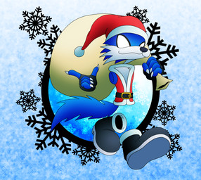 belt black_clothing blue_background blue_body boots christmas_bag christmas_clothing christmas_headwear claws clothing fingerless_gloves floating_hands floating_torso footwear gloves gradient_background handwear hat headgear headwear holidays limbless no_pupils red_clothing santa_hat shoes simple_background snowflake walking ryoosakuling christmas shino_the_wolf canid canine canis mammal wolf absurd_res digital_drawing_(artwork) digital_media_(artwork) hi_res