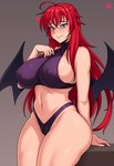 big_breasts breasts camel_toe clothing female hair membrane_(anatomy) membranous_wings not_furry panties red_hair solo underwear wings jmg rias_gremory humanoid winged_humanoid absurd_res hi_res tagme