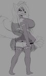 anthro clothing female hair legwear long_hair maid_uniform mask simple_background solo stockings uniform sly_shadex scp_foundation scp-1471-a canid canine malo mammal hi_res sketch unfinished